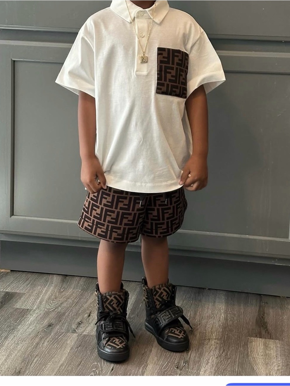 Fendi Brown Monogram Kids Shorts